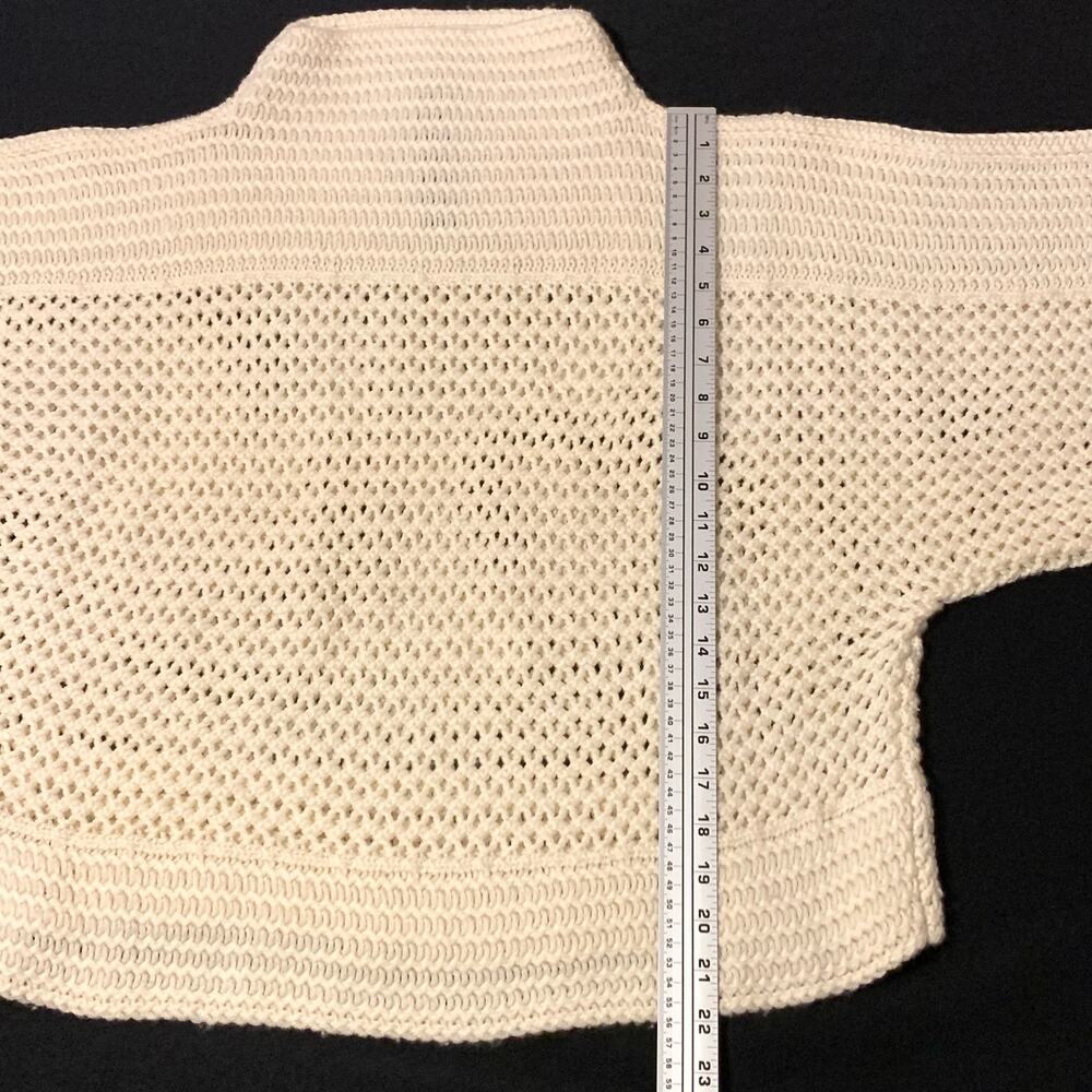 Black Label by Chico’s Womens L/XL  Ivory Open Weave Boxy Knit Top Dolman Sleeve - Picture 6 of 12